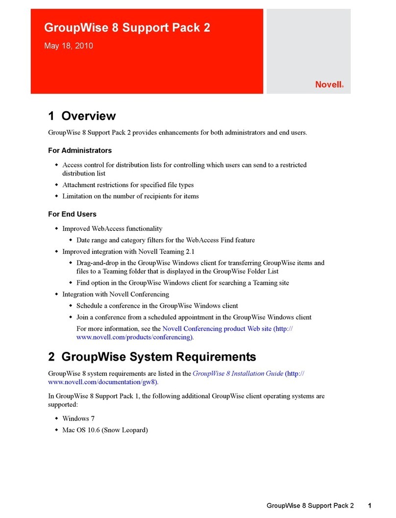Novell GROUPEWISE 8 - SUPPORT PACK 2 05-2010 manual
