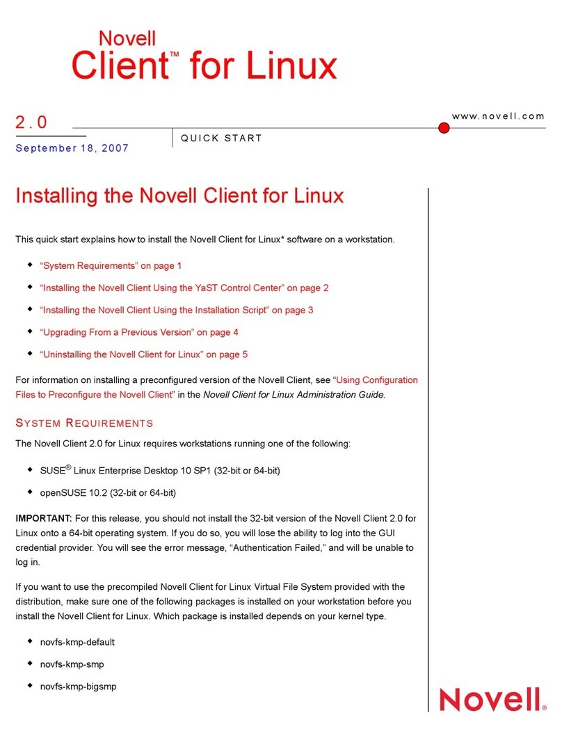 Novell CLIENT FOR LINUX 2.0 quick start Novell CLIENT FOR LINUX 2.0 quick start
