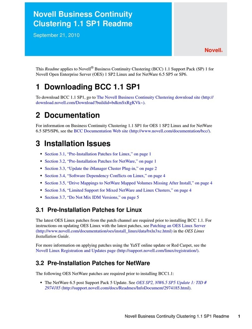 Novell BUSINESS CONTINUITY CLUSTERING 1.1 SP1 User manual