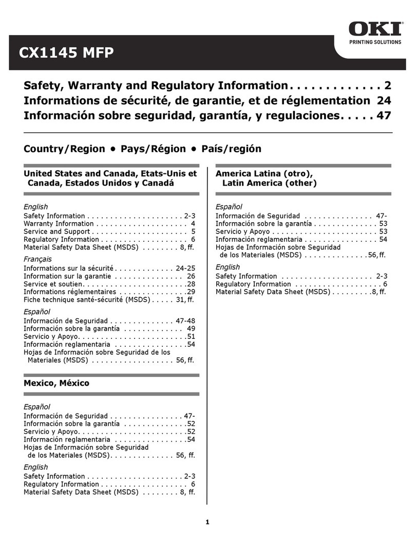 Oki CX 1145 MFP Safety & warranty guide