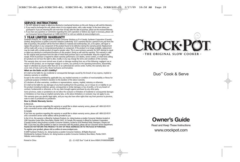 Crock-Pot DUO COOK SERVE User manual