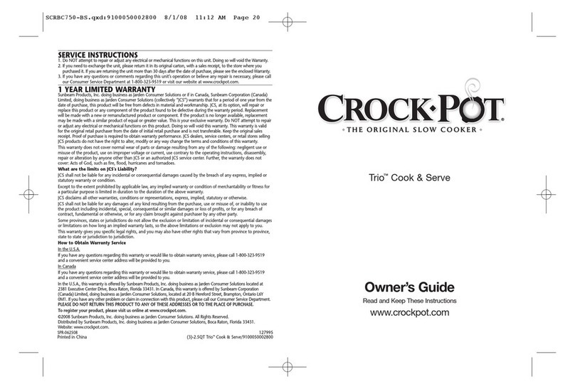 Crock-Pot TRIO COOK SERVE User manual