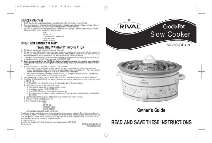Rival Crock-Pot SCV500GF-CN User manual
