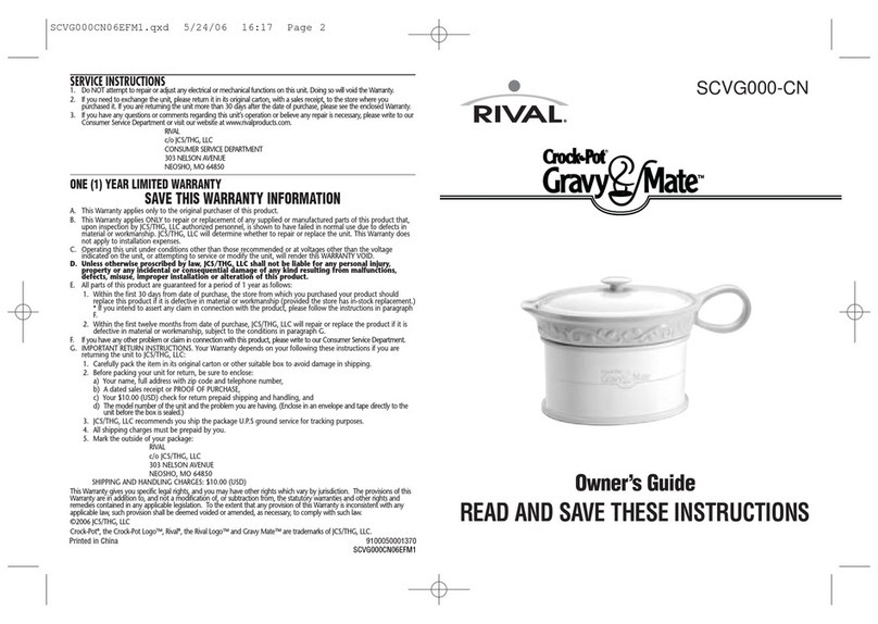 Rival Crock-Pot Gravy Mate SCVG000-CN User manual