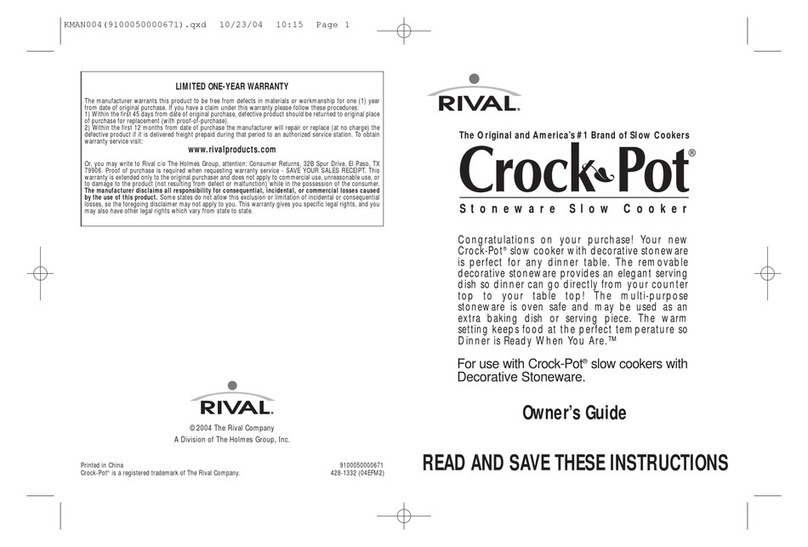 Rival Crock-Pot KMAN004 owner's guide