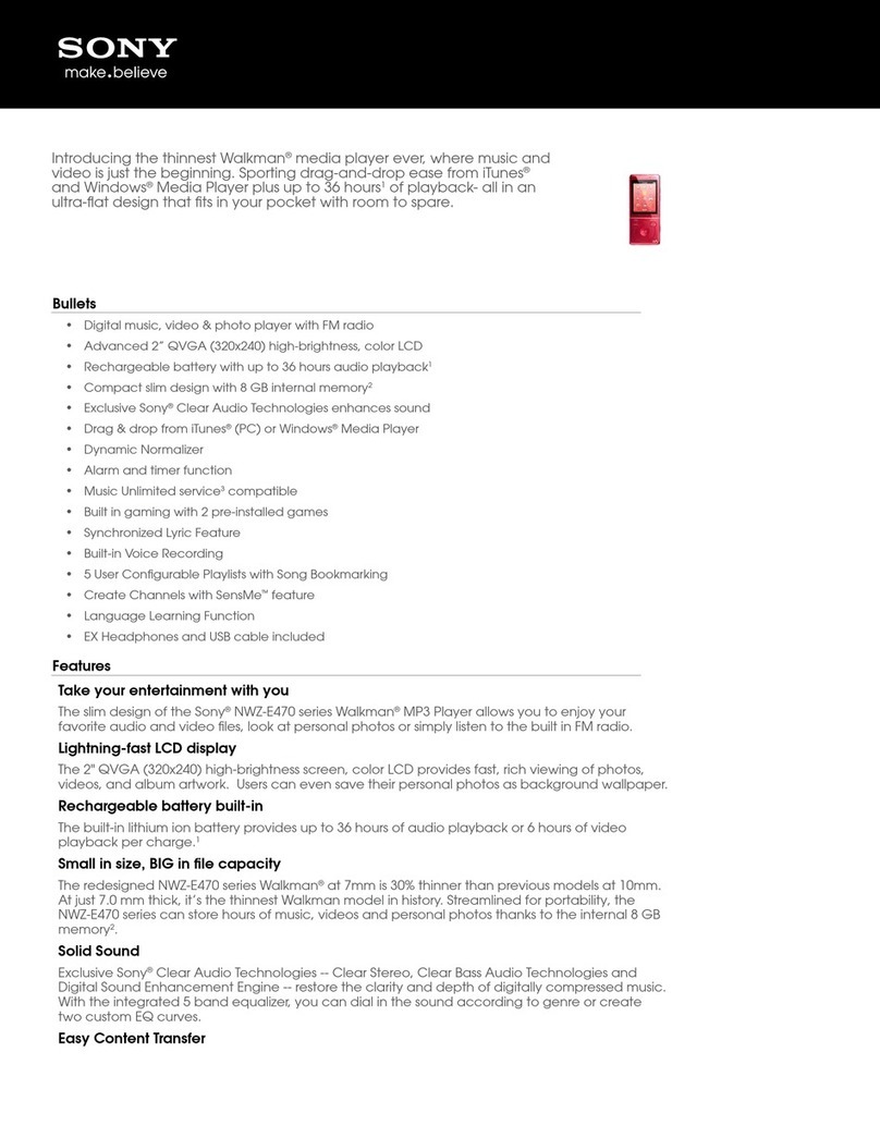Sony Walkman NWZ-E474 User manual