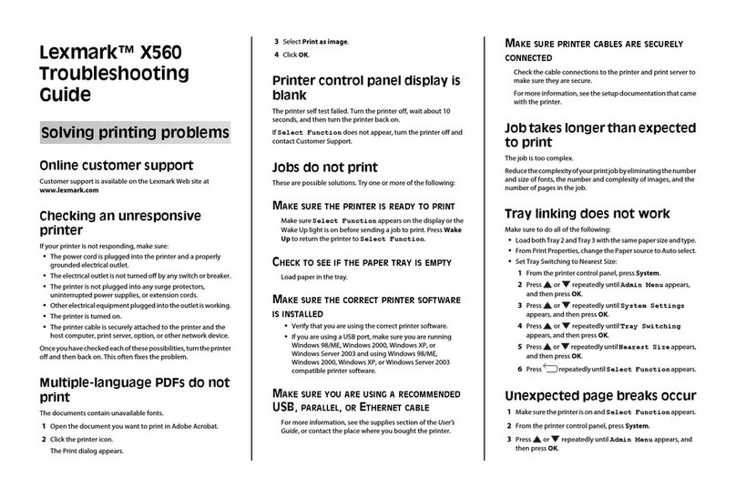 Lexmark 560n - X Color Laser troubleshooting guide