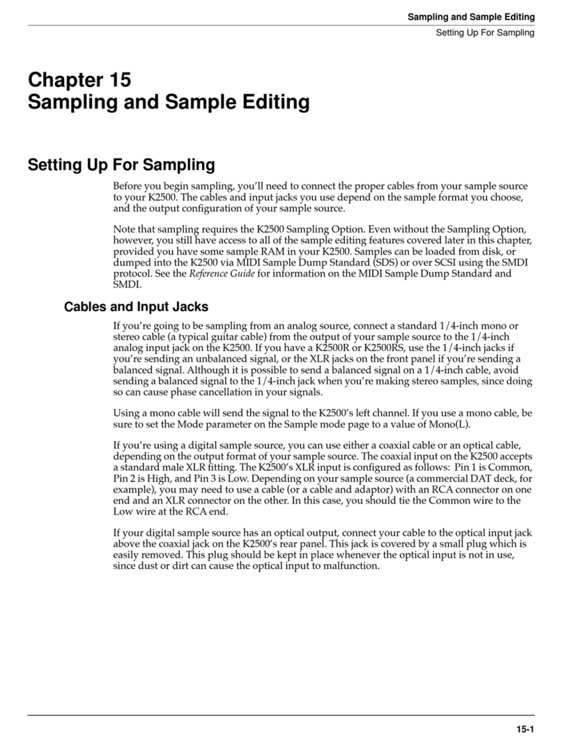 Kurzweil K2500 - PERFORMANCE GUIDE REV F PART NUMBER 910251 CHAP... Sampling Guide