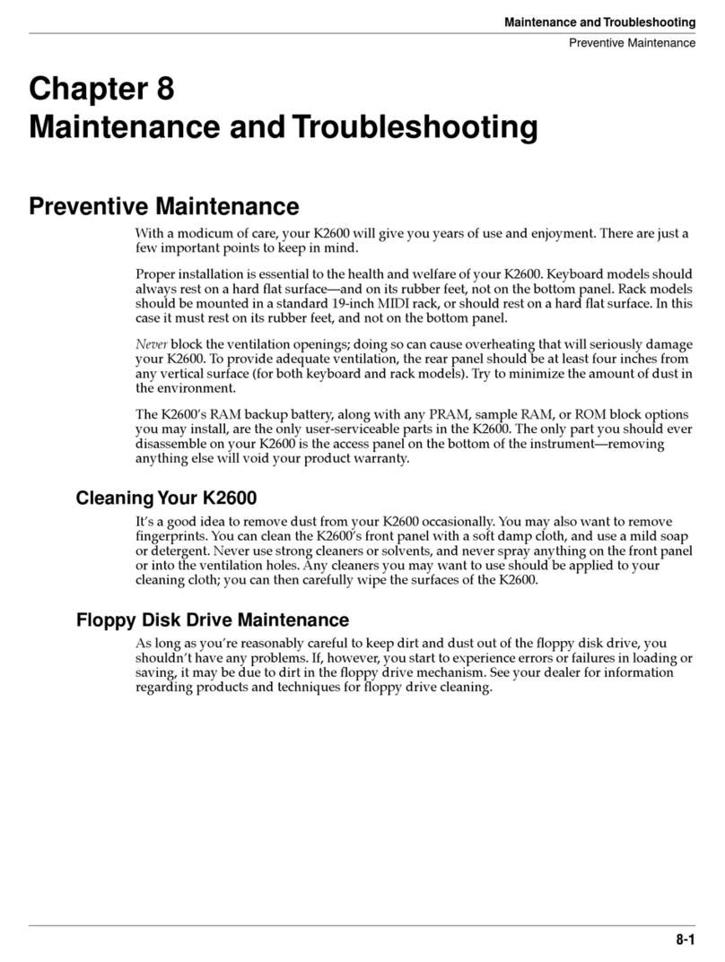 Kurzweil K2600 BEST OF VAST - REV A Maintenance and troubleshooting guide