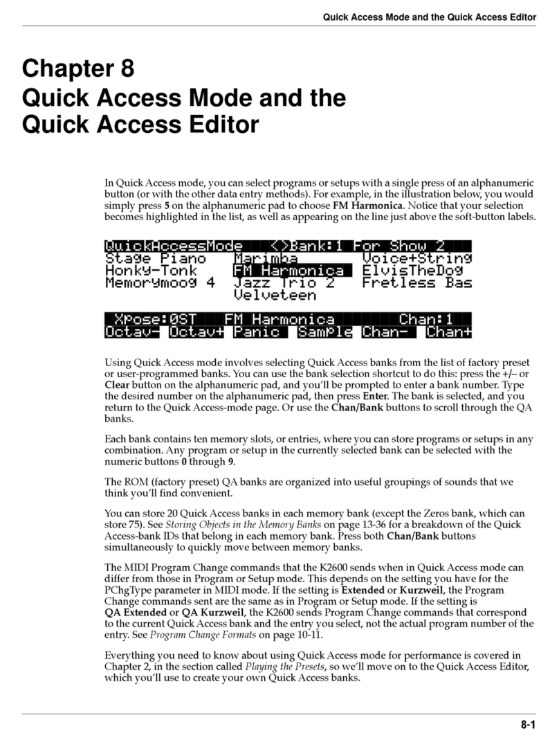 Kurzweil K2600 BEST OF VAST - REV A Quick Access Mode guide