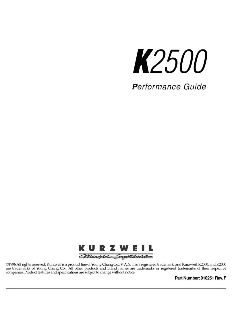 Kurzweil K2500 - PERFORMANCE GUIDE REV F PART NUMBER 910251... manual