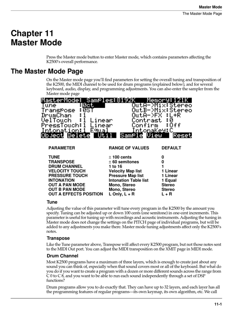 Kurzweil K2500 - PERFORMANCE GUIDE REV F PART NUMBER 910251 CHAP... manual