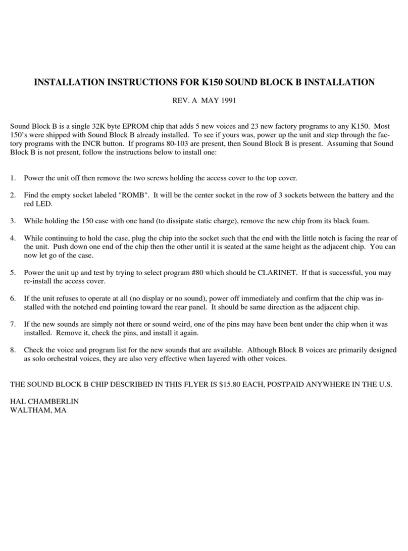 Kurzweil K150 - ANNOTATED PROGRAM LIST installation instructions