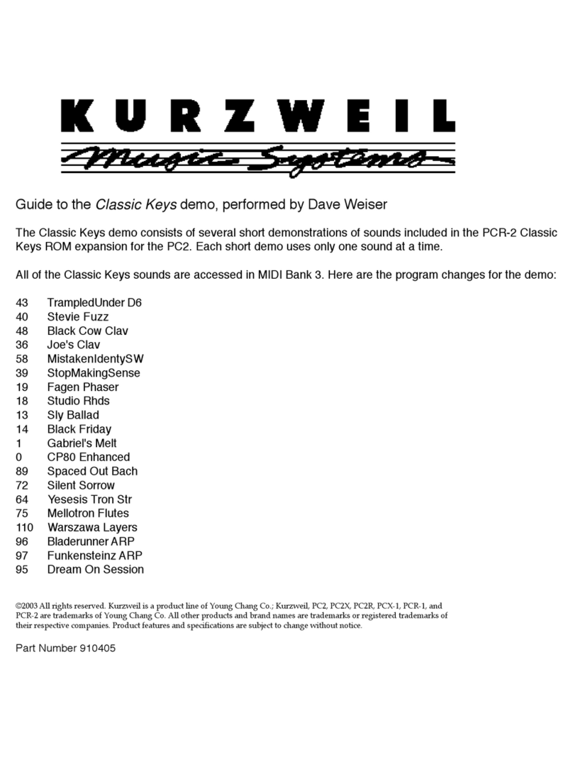 Kurzweil PCR-2 Classic Keys User manual