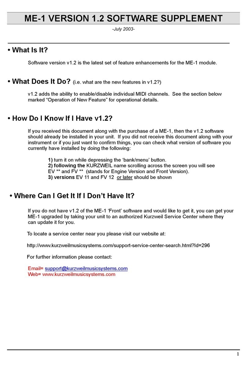 Kurzweil ME-1 V1.2 - ADDENDUM User manual