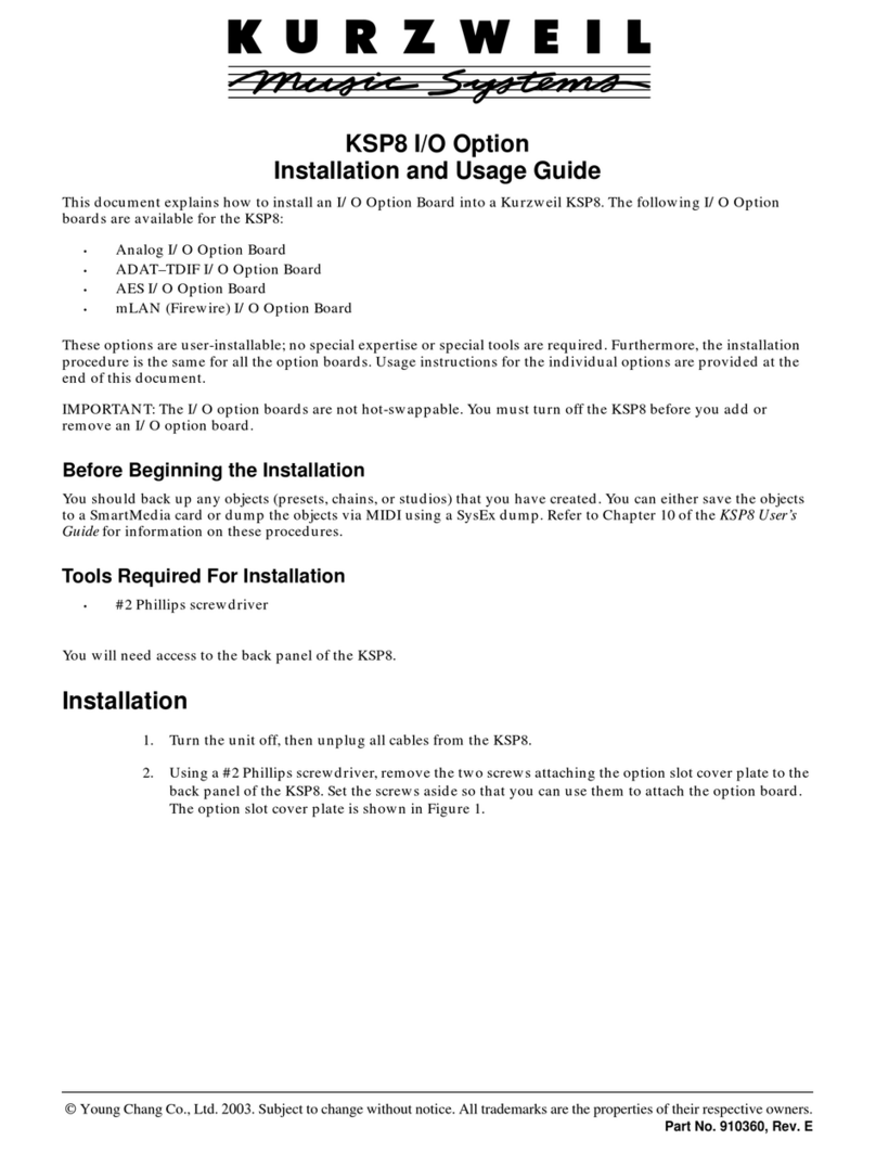 Kurzweil KSP8 IO OPTION - REV E Installation and use guide Kurzweil KSP8 IO OPTION - REV E Installation and use guide