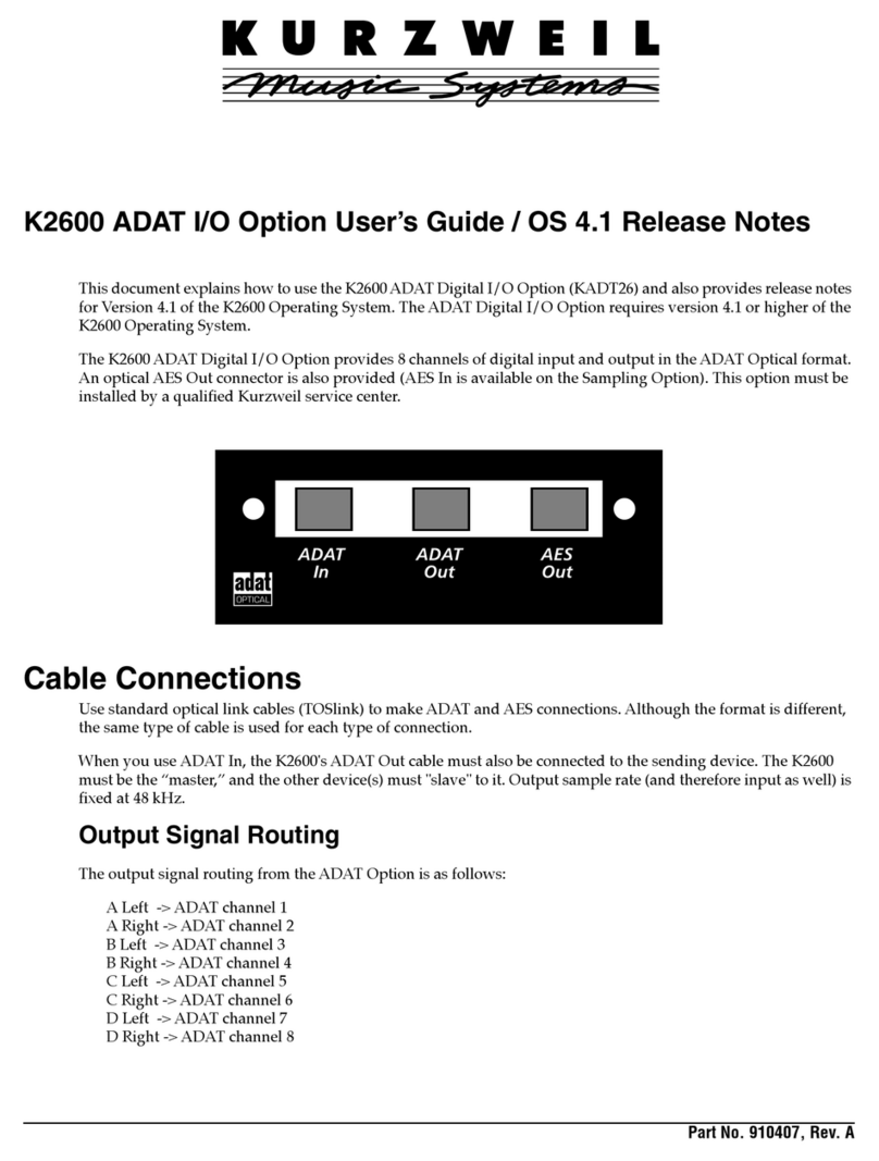 Kurzweil K2600 BEST OF VAST - REV A User manual