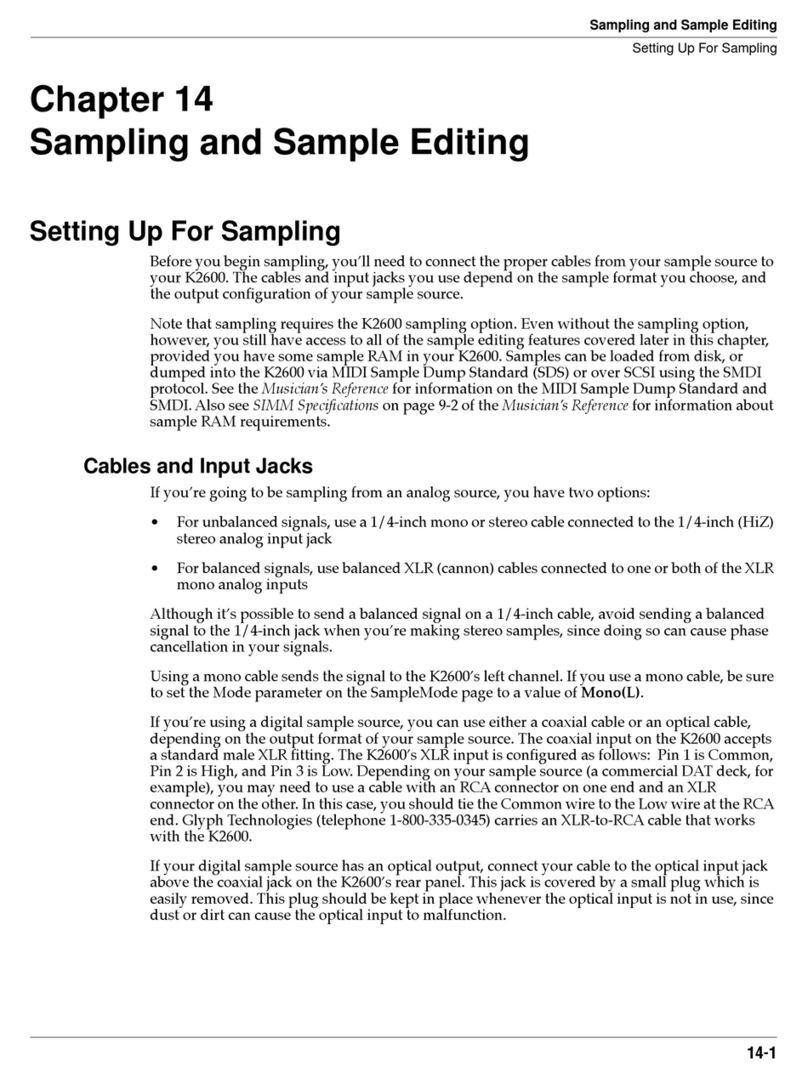 Kurzweil K2600 - MUSICIANS GUIDE REV A PART NUMBER 910330 CHAP... Sampling Guide Kurzweil K2600 - MUSICIANS GUIDE REV A PART NUMBER 910330 CHAP... Sampling Guide