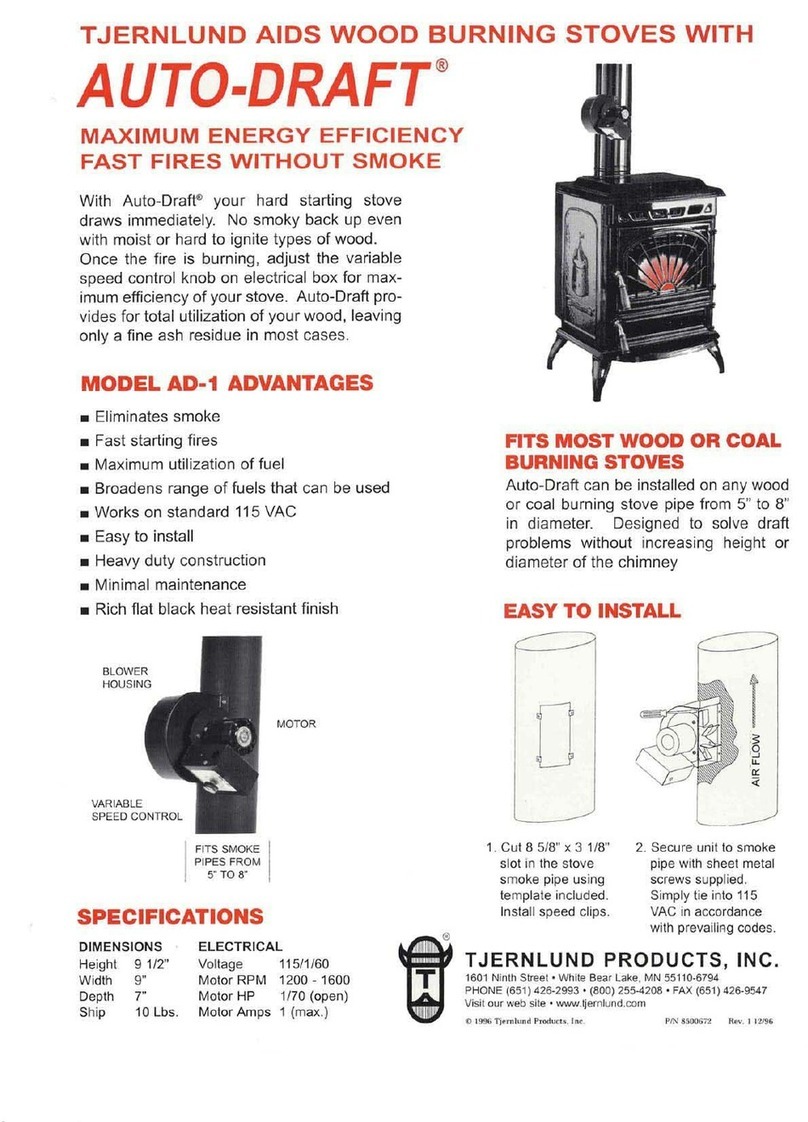 TJERNLUND AD-1 DRAFT INDUCER FOR WOOD BURNING STOVES 8500672 REV. 1... User manual
