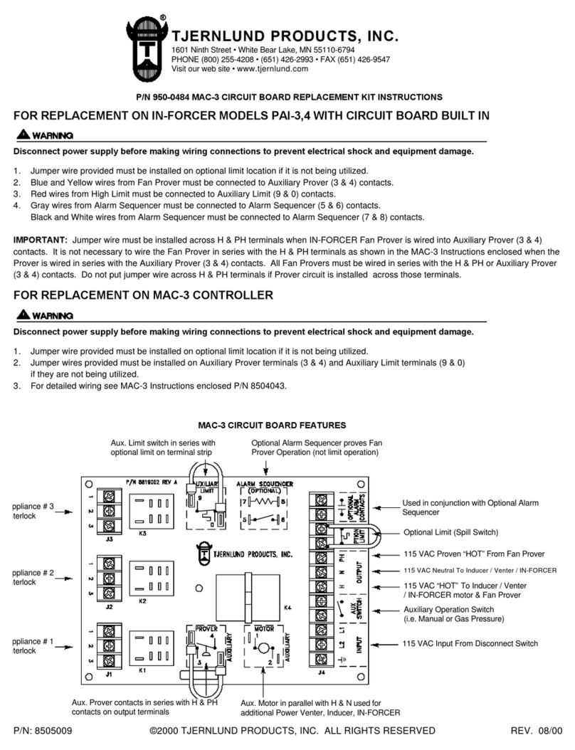TJERNLUND 950-0484 MAC-3 BOARD KIT 8505009 REV. 0800 manual