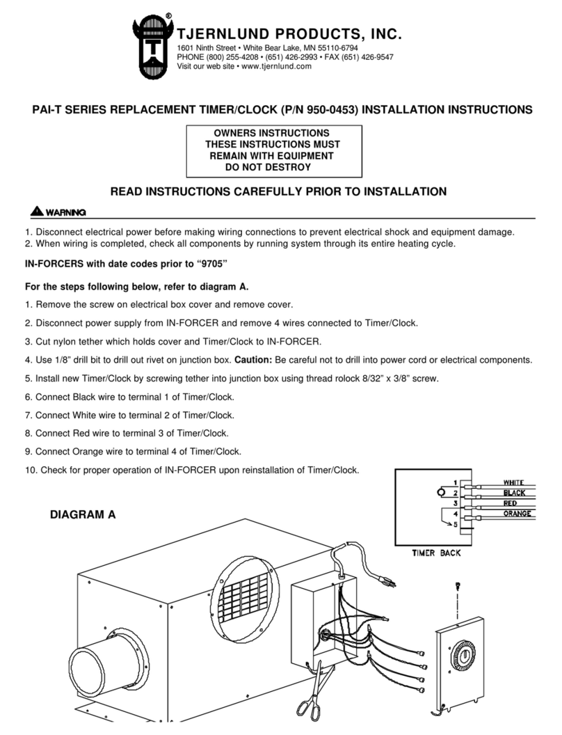 TJERNLUND 950-0453 PAI-T TIMER-CLOCK KIT 8504045 REV. 1... User manual