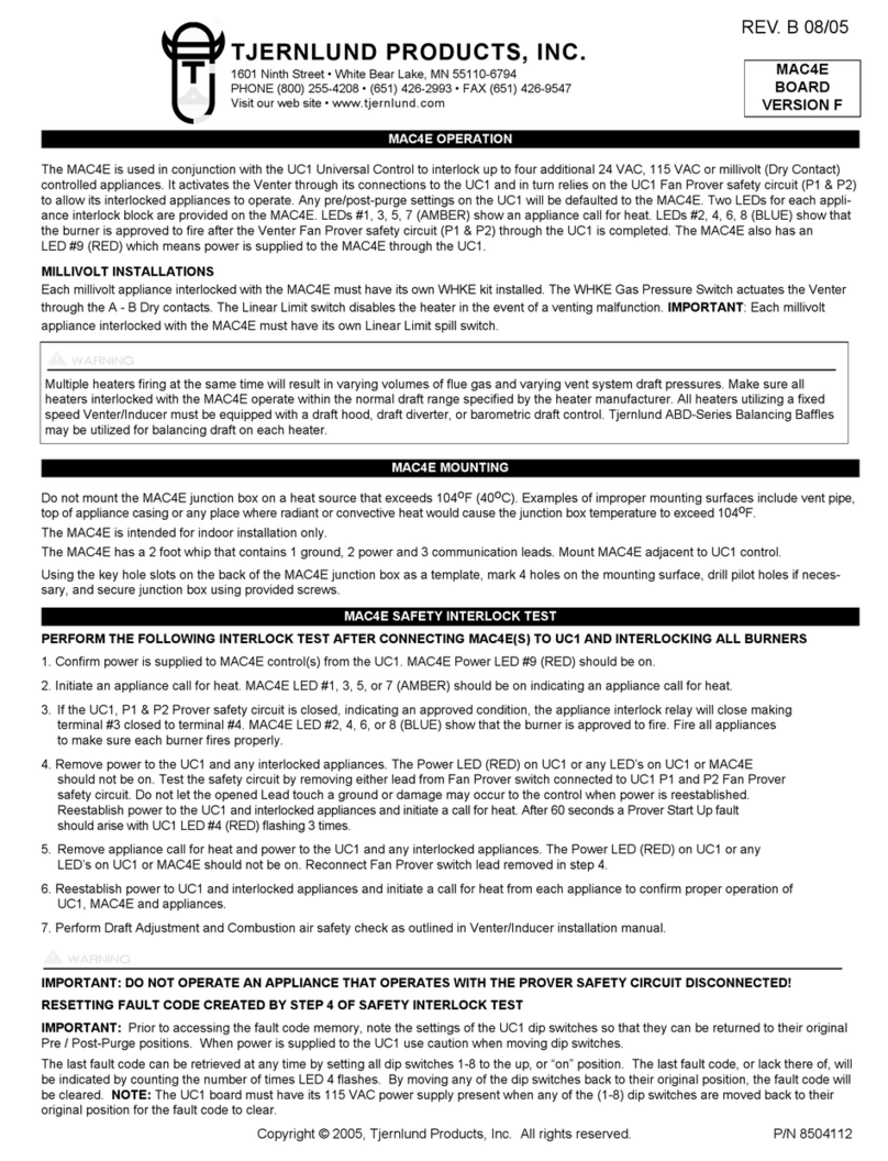 TJERNLUND MAC4E CONTROL VERSION F (COMPATIBLE WITH UC1 CONTROL) 8504112 REV B... Operating and mounting instructions