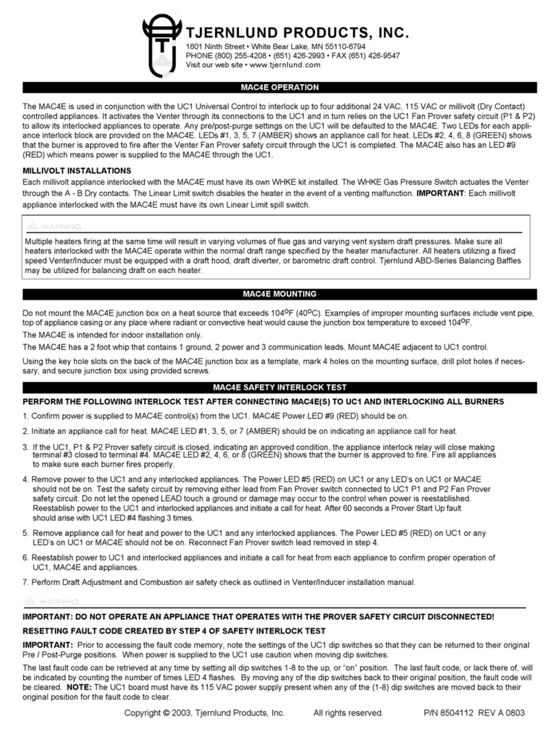 TJERNLUND MAC4E CONTROL (COMPATIBLE WITH UC1 CONTROL) 8504112 REV A... Operating and mounting instructions