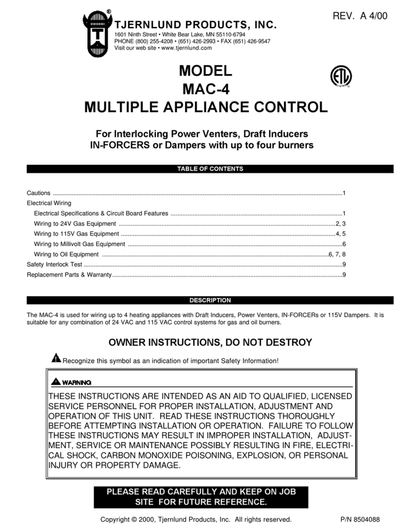 TJERNLUND MAC-4 CONTROL (DISCONTINUED) 8504088 REV A... manual
