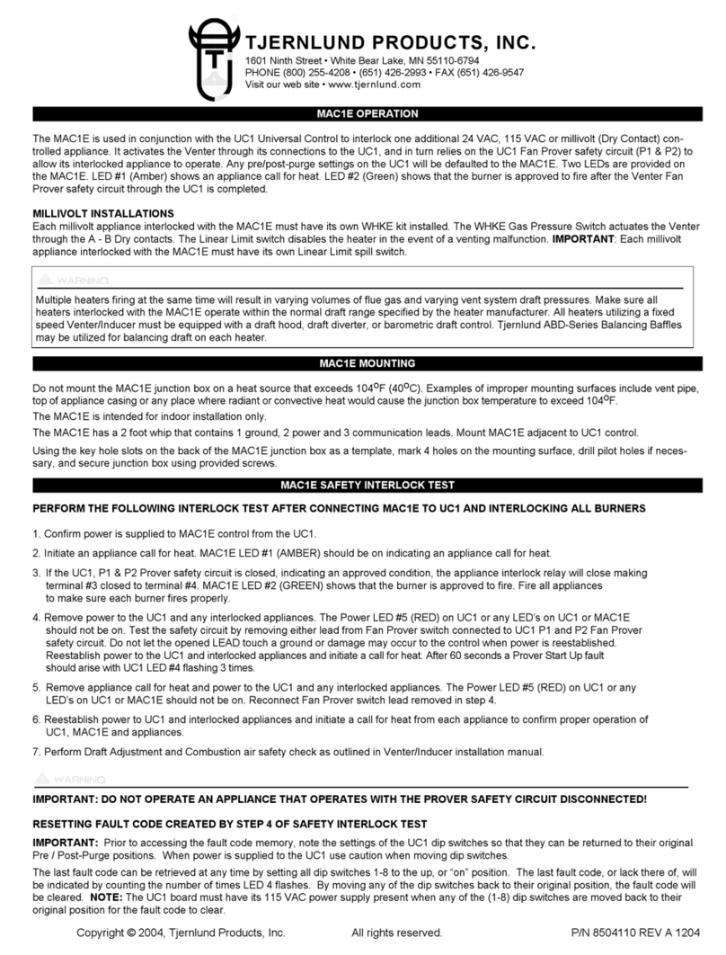 TJERNLUND MAC1E CONTROL (COMPATIBLE WITH UC1 CONTROL) 8504110 REV A... Operating and mounting instructions TJERNLUND MAC1E CONTROL (COMPATIBLE WITH UC1 CONTROL) 8504110 REV A... Operating and mounting instructions