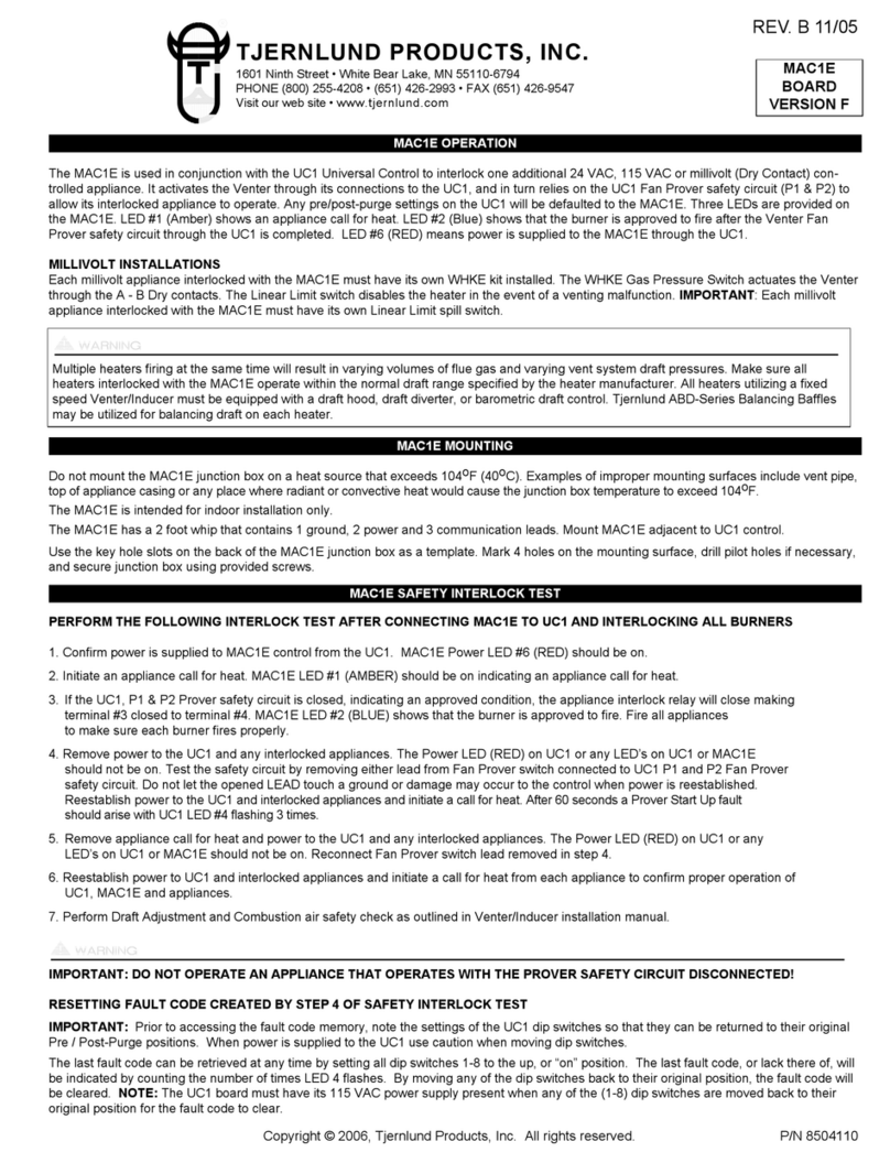 TJERNLUND MAC1E CONTROL VERSION F (COMPATIBLE WITH UC1 CONTROL) 8504112 REV B... manual