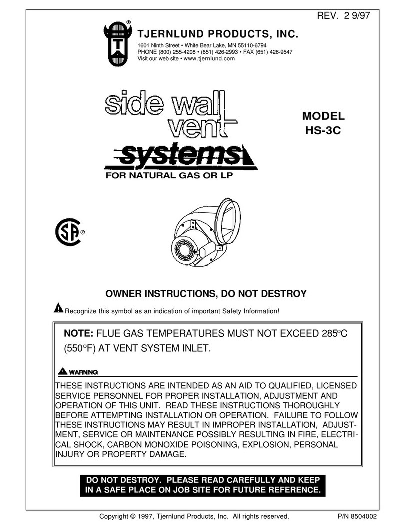TJERNLUND HS-3C CANADIAN 8504002 REV 2 0997 User manual