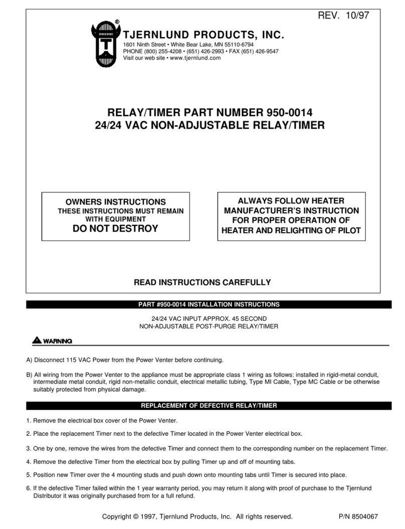 TJERNLUND 950-0014 RELAY-TIMER KIT NON-ADJUSTABLE 8504067 REV.... User manual