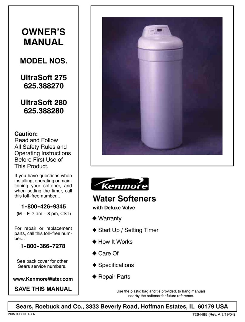Kenmore SOFTENERS-275-280 owner's manual