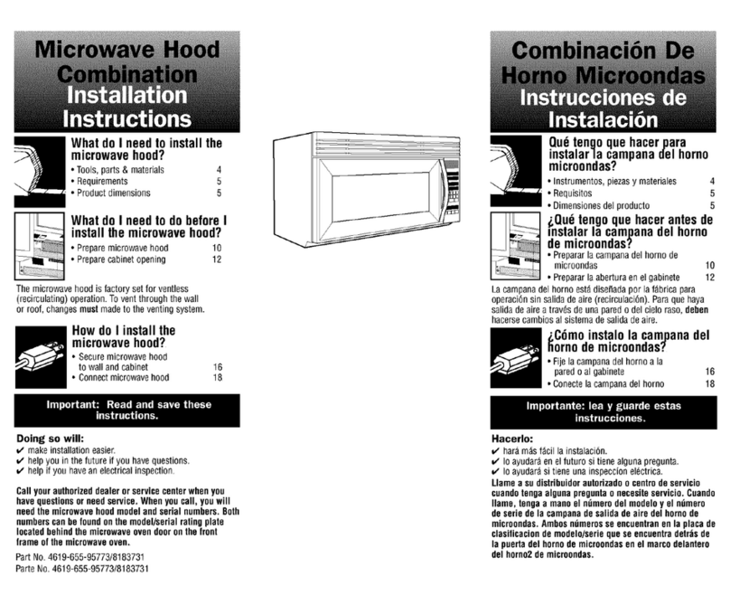 Kenmore MICROWAVE HOOD COMBINATION manual
