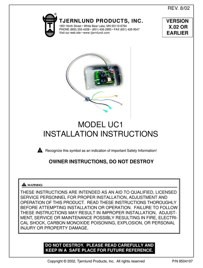 TJERNLUND UC1 UNIVERSAL CONTROL (VERSION X.02 OR EARLIER) 8504107 REV... installation instructions