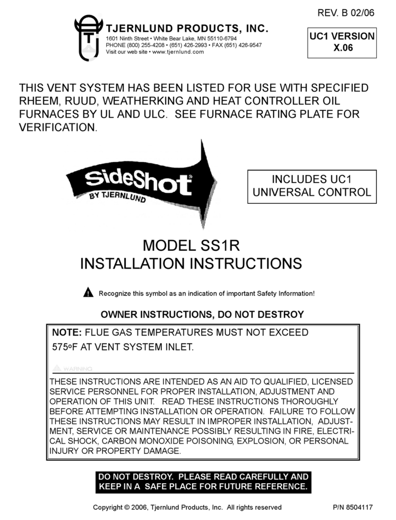 TJERNLUND SS1R SIDESHOT WITH UC1 UNIVERSAL CONTROL (VERSION X.06) 8504117 REV B... User manual