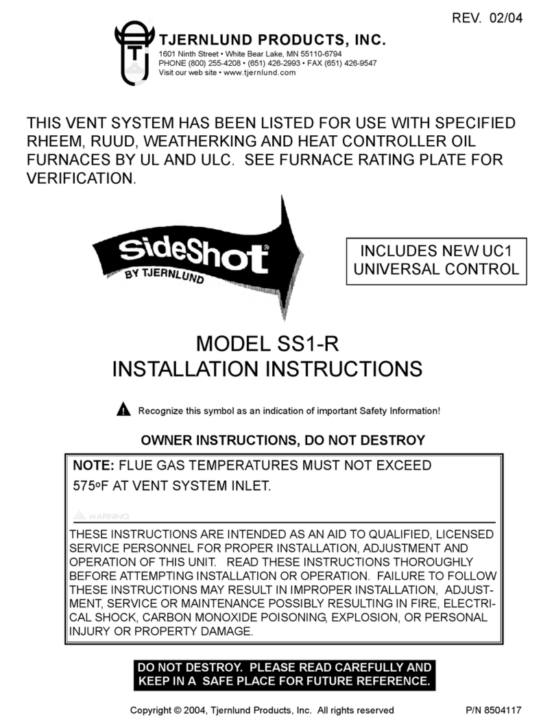 TJERNLUND SS1R SIDESHOT WITH UC1 UNIVERSAL CONTROL (VERSION X.04) 8504117 REV... User manual