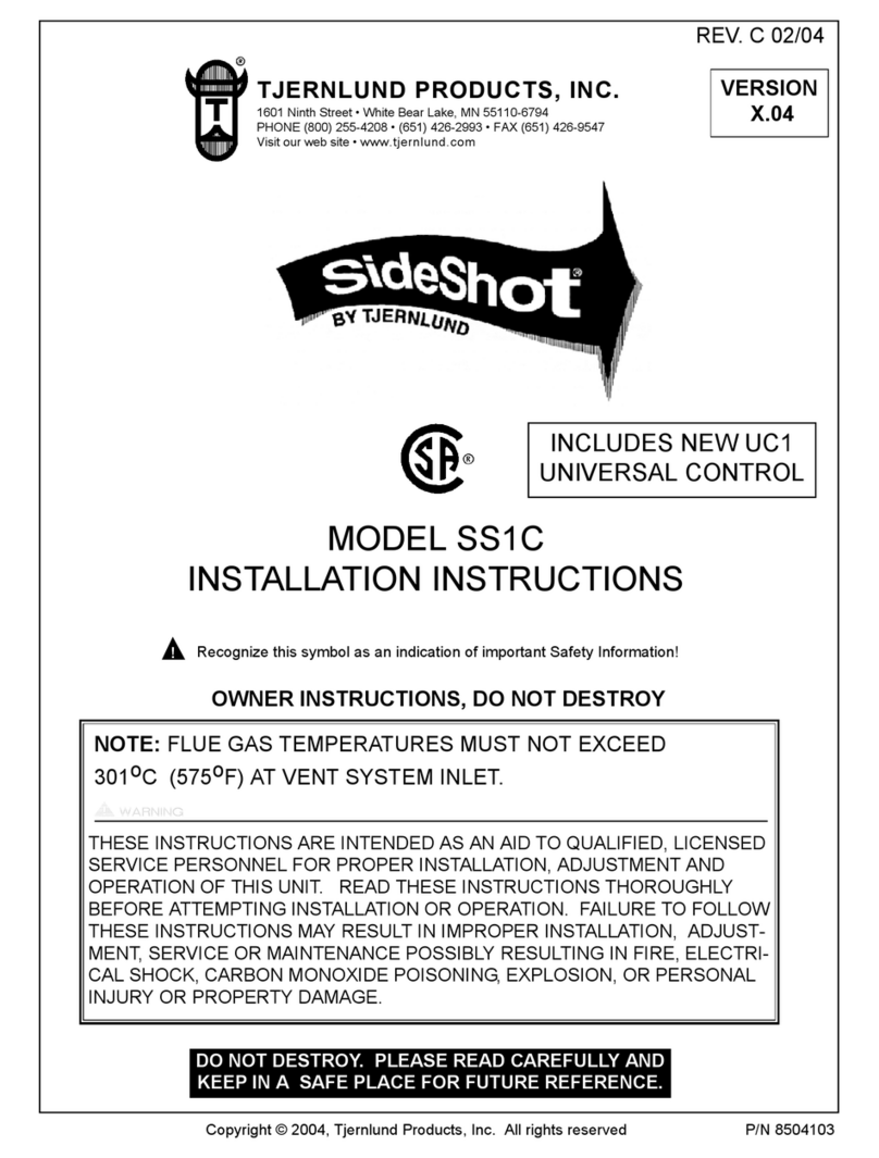 TJERNLUND SS1C SIDESHOT WITH UC1 UNIVERSAL CONTROL (VERSION X.04) 8504103 REV C... installation instructions TJERNLUND SS1C SIDESHOT WITH UC1 UNIVERSAL CONTROL (VERSION X.04) 8504103 REV C... installation instructions