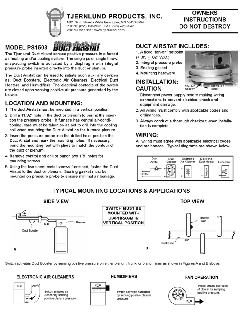 TJERNLUND PS1503 DUCT AIRSTAT FAN PROVING SWITCH REV A... manual TJERNLUND PS1503 DUCT AIRSTAT FAN PROVING SWITCH REV A... manual