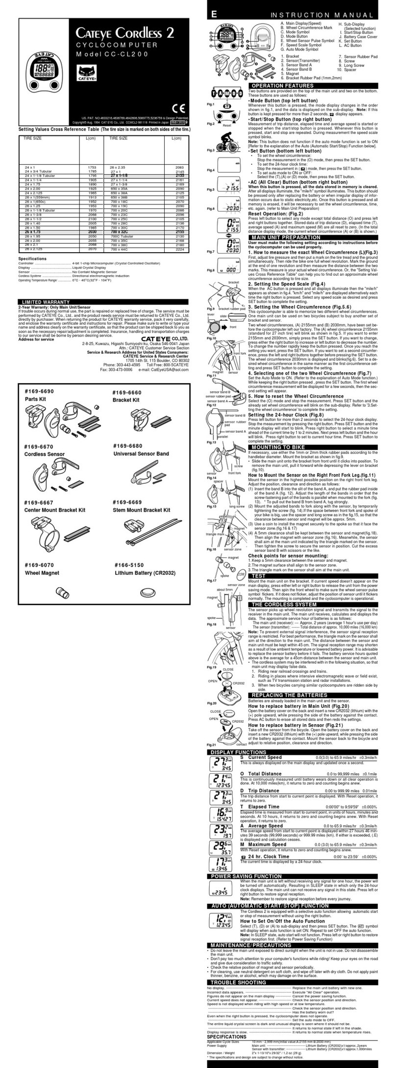Cateye CC-CL200 manual