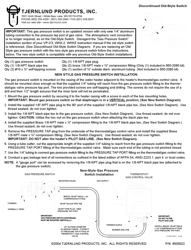 TJERNLUND WHK2 MILLIVOLT APPLIANCE INTERLOCK INST. (NOT COMPATIBLE WITH UC1) 8504026 REV A... manual