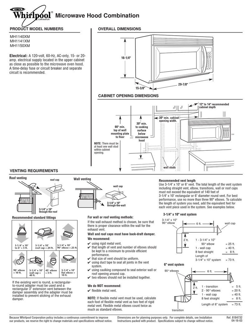 Whirlpool MH1150XMB Dimensions