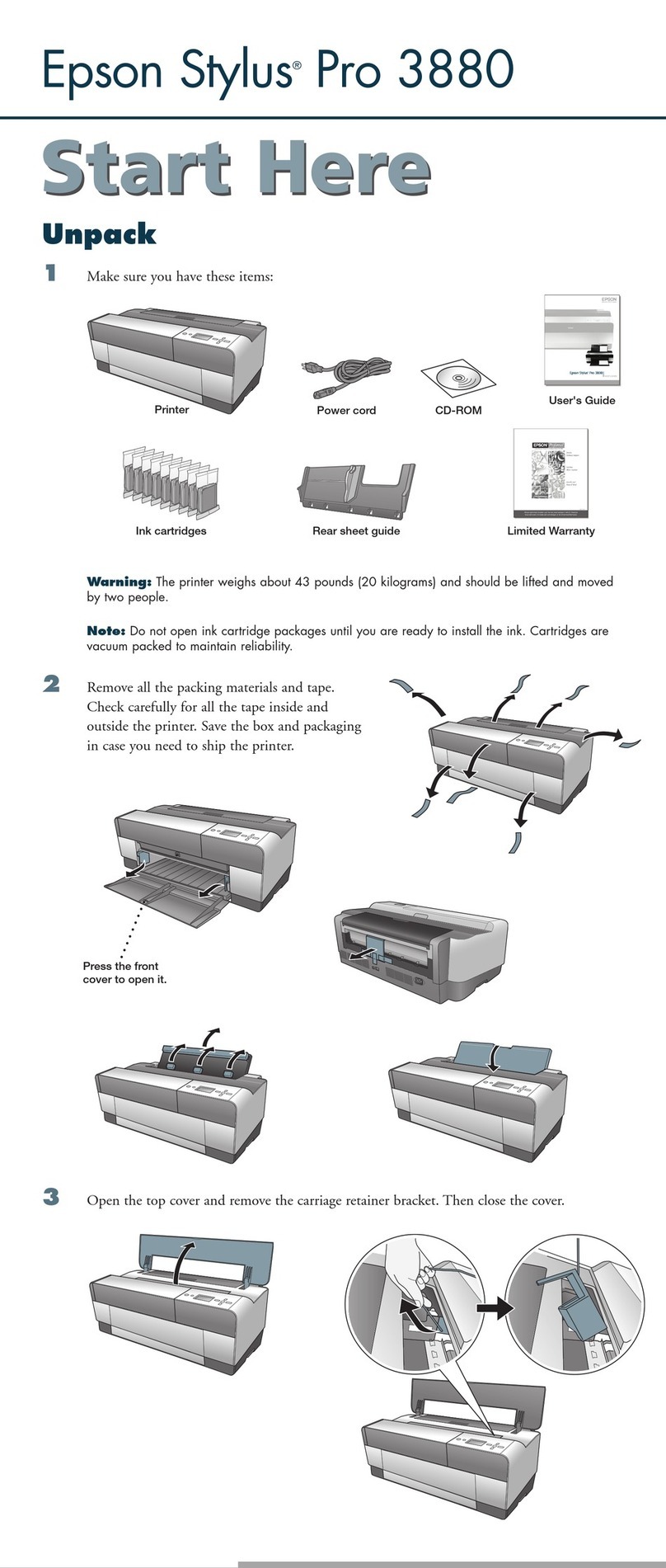 Epson 3880 - Stylus Pro Color Inkjet Printer Instruction Manual