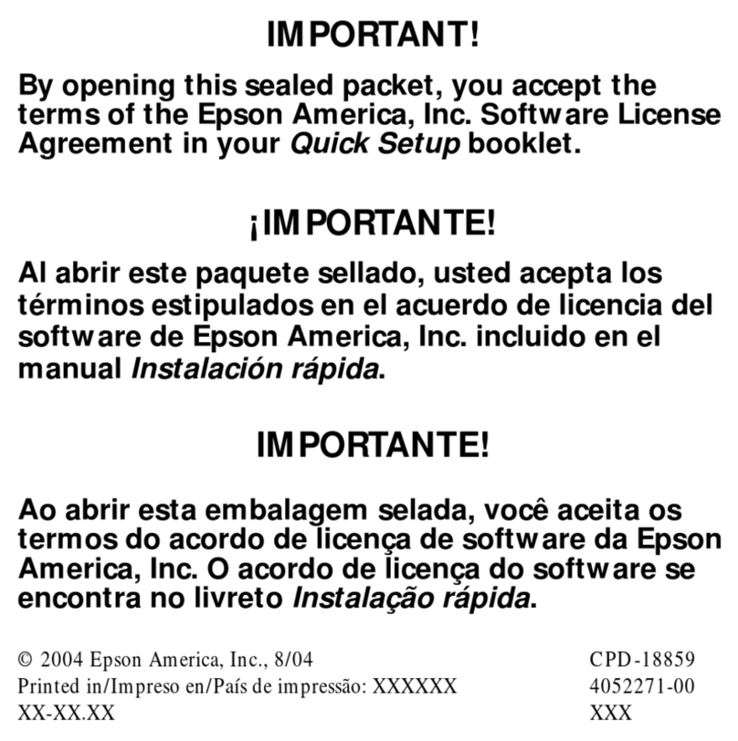 Epson 1520 - Stylus Color Inkjet Printer Owner's manual