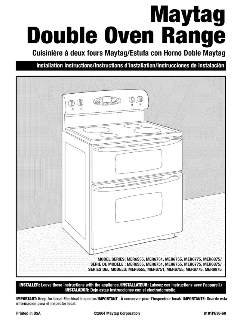 Maytag MER6755AAS - 30" Smoothtop Electric Double... User manual
