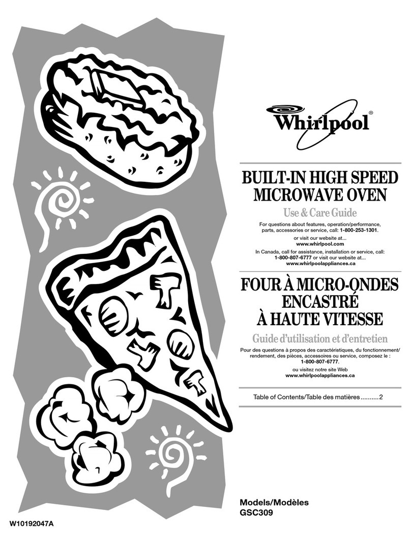 Whirlpool GSC309PVS - 30in Built-in Microwave Combination Double Wall... Use and care guide Whirlpool GSC309PVS - 30in Built-in Microwave Combination Double Wall... Use and care guide