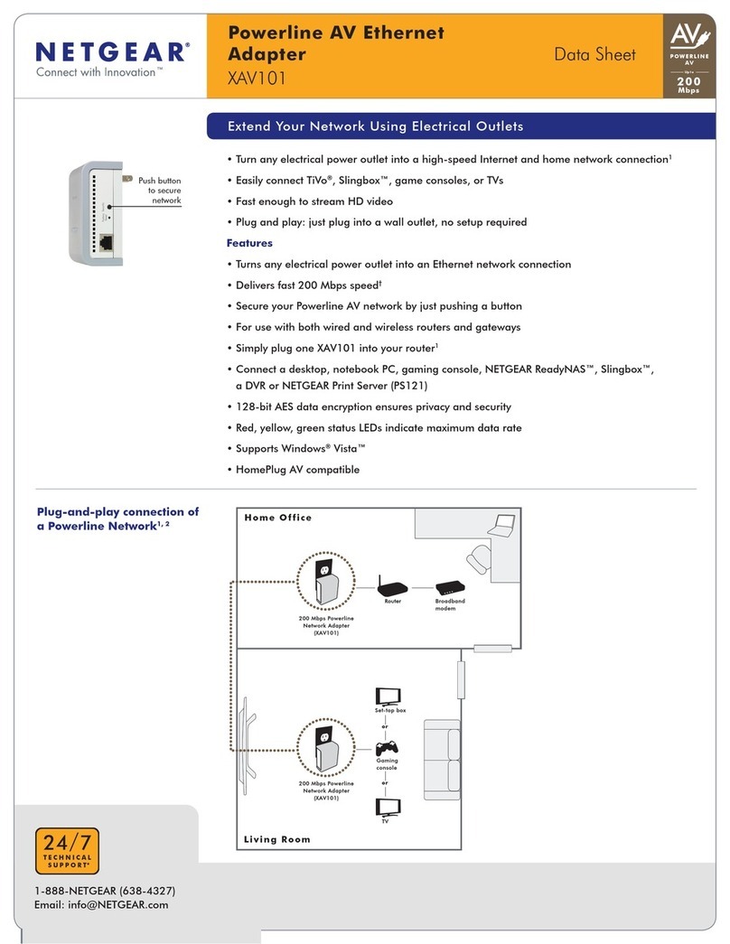 NETGEAR XAV101v1 - Powerline AV Ethernet Adapter User manual