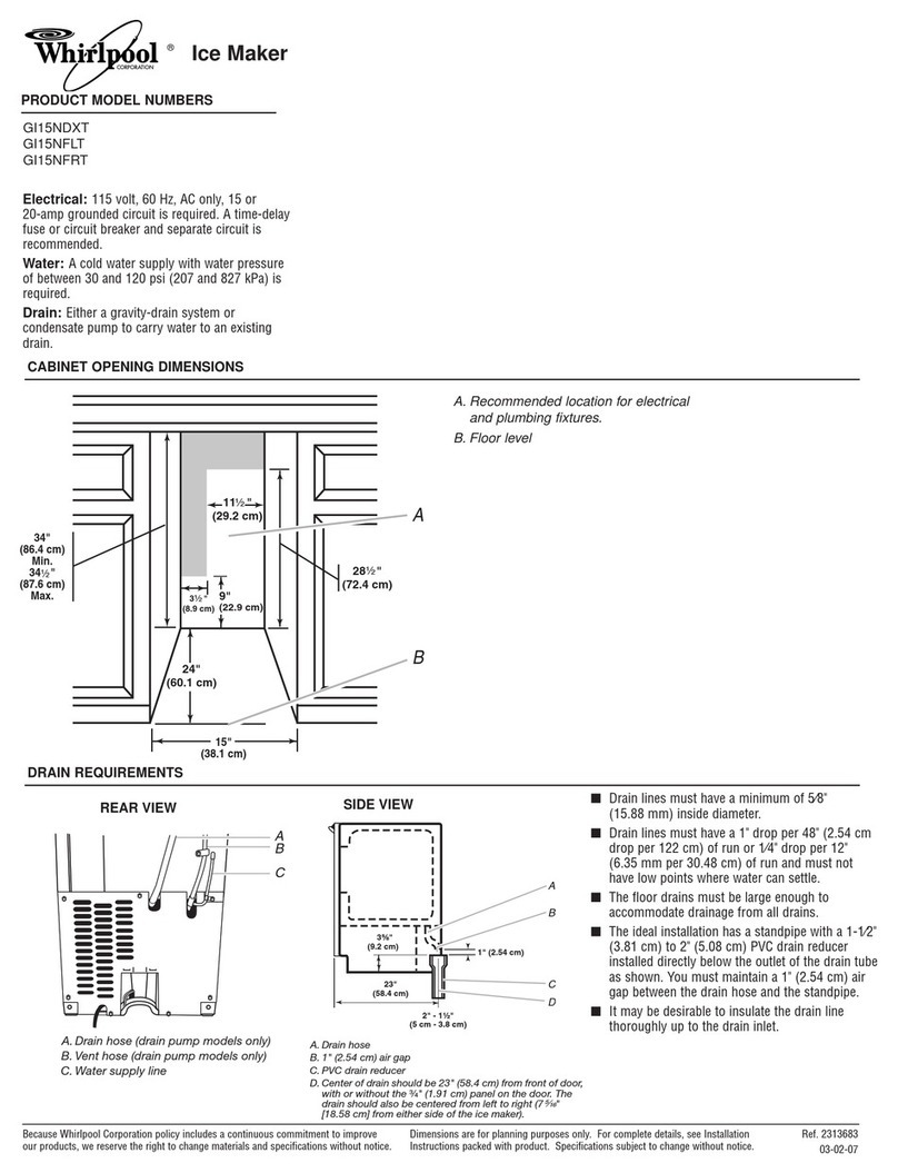 Whirlpool GI15NDXTB - 15" 50 lb. Icemaker Owner's manual