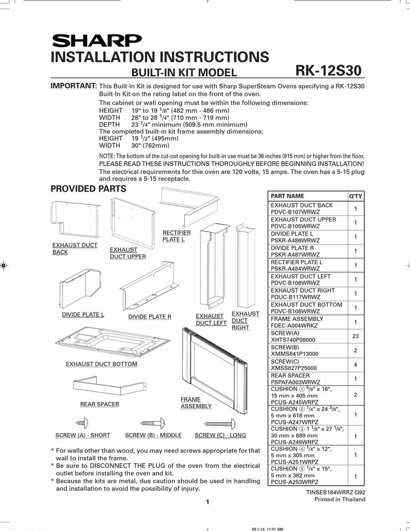 Sharp AX1200S - 22" SuperSteam Oven User manual