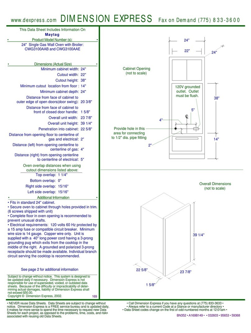 Maytag CWG3100AAB - 24"Gas Single Oven datasheet